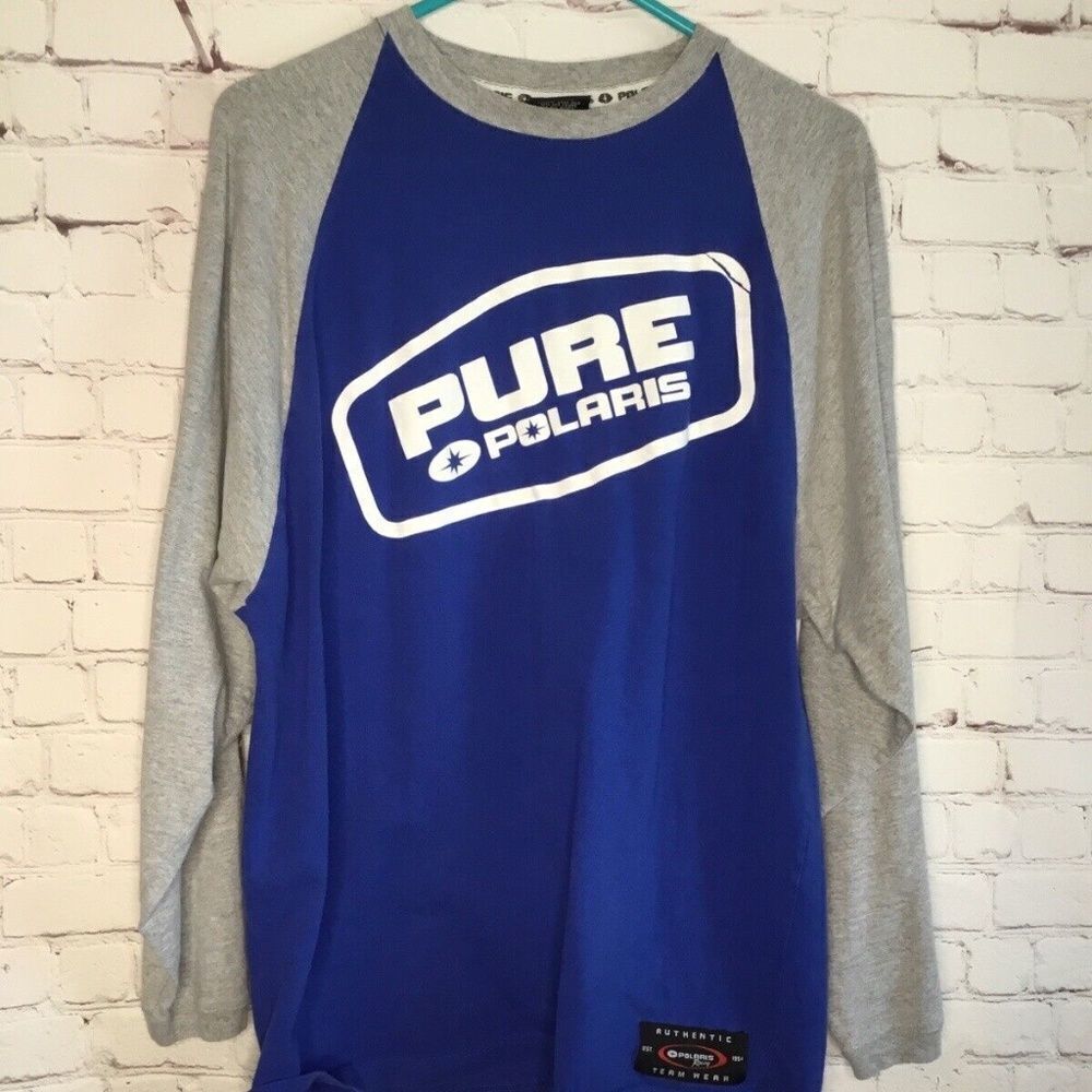 VTG Pure Polaris Men'a Gray/Blue Racing Long Sleeve T-Shirt Size XL‎